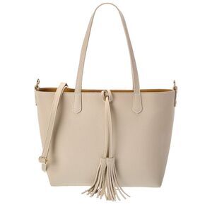 Italian Leather Romy Leather Top Handle Bag, Beige